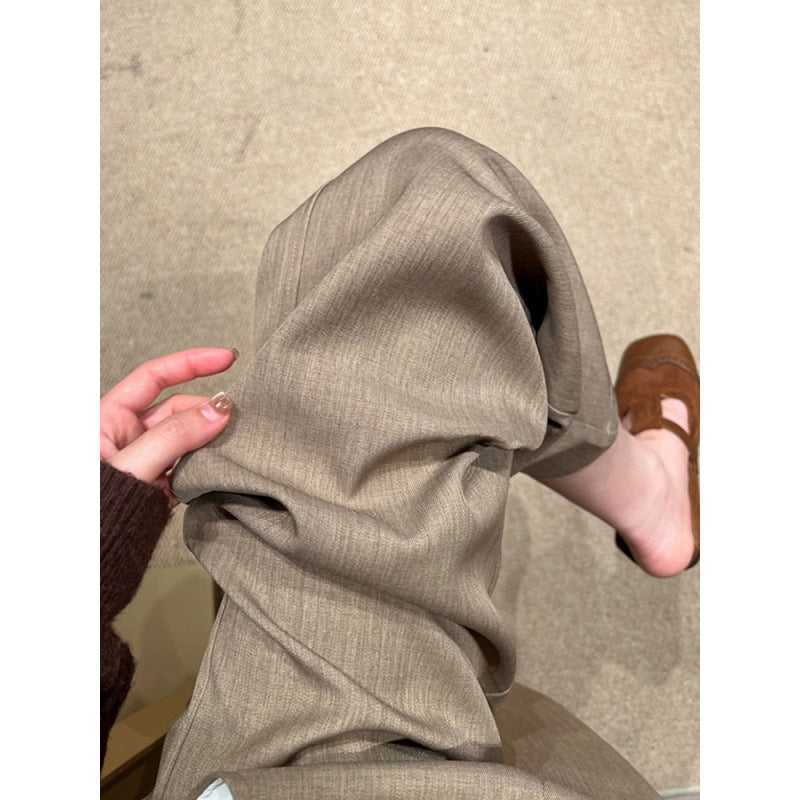 Pantalón de traje caqui de pierna ancha estilo retro
