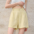 Pantalón cropped de Tencel y lino con cintura elástica