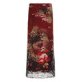 Falda midi roja de cintura alta con estampado floral