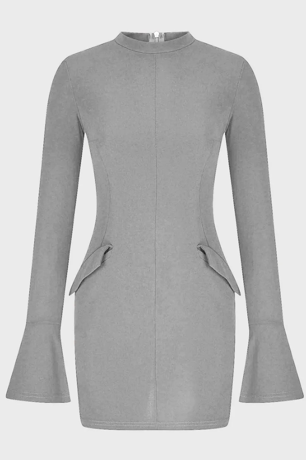 Vestido corto de manga larga con cuello alto
