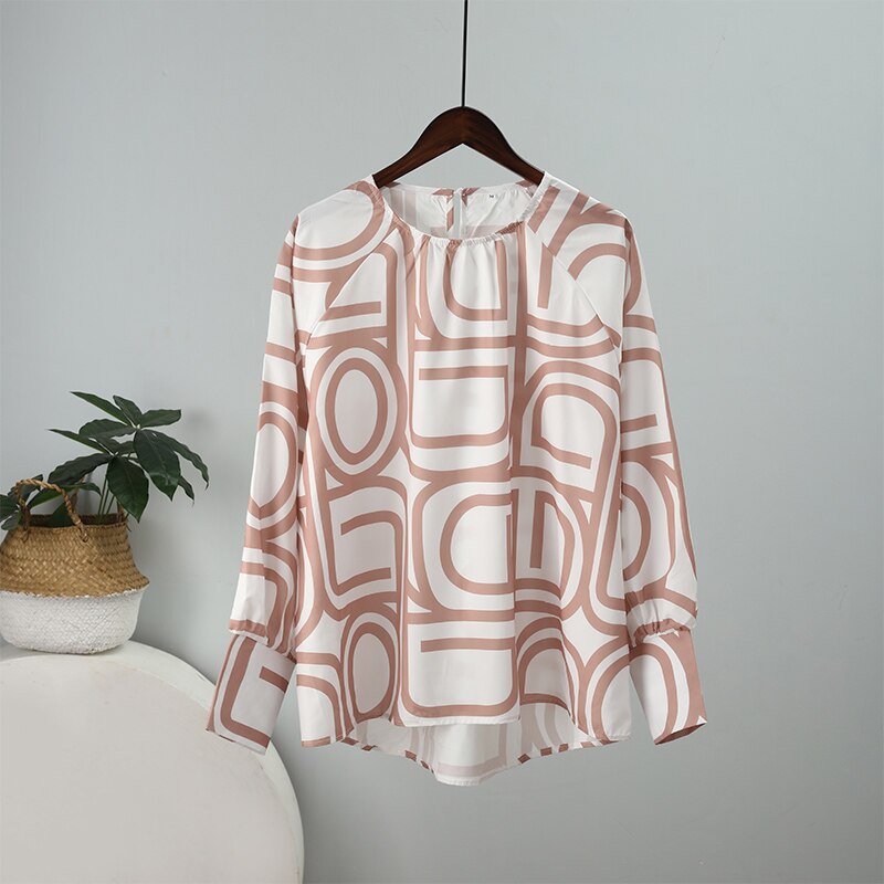 Blusa estampada holgada de manga larga