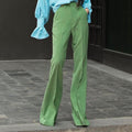 Pantalón recto verde de tiro alto