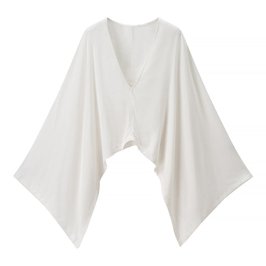 Top de cuello en V y mangas amplias