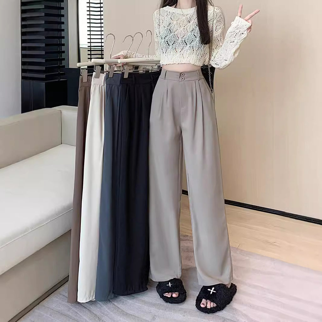 Pantalón de traje de cintura alta y pierna ancha