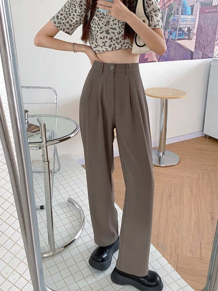 Pantalón de traje de cintura alta y pierna ancha