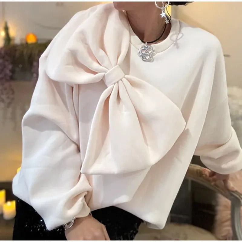 Blusa holgada de manga larga con lazo
