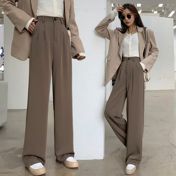 Pantalón ancho de cintura alta con caída fluida
