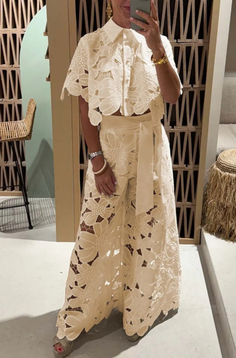 Conjunto de top calado y pantalón ancho