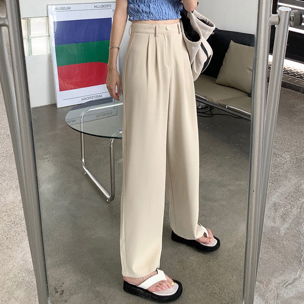 Pantalón de traje de cintura alta y pierna ancha