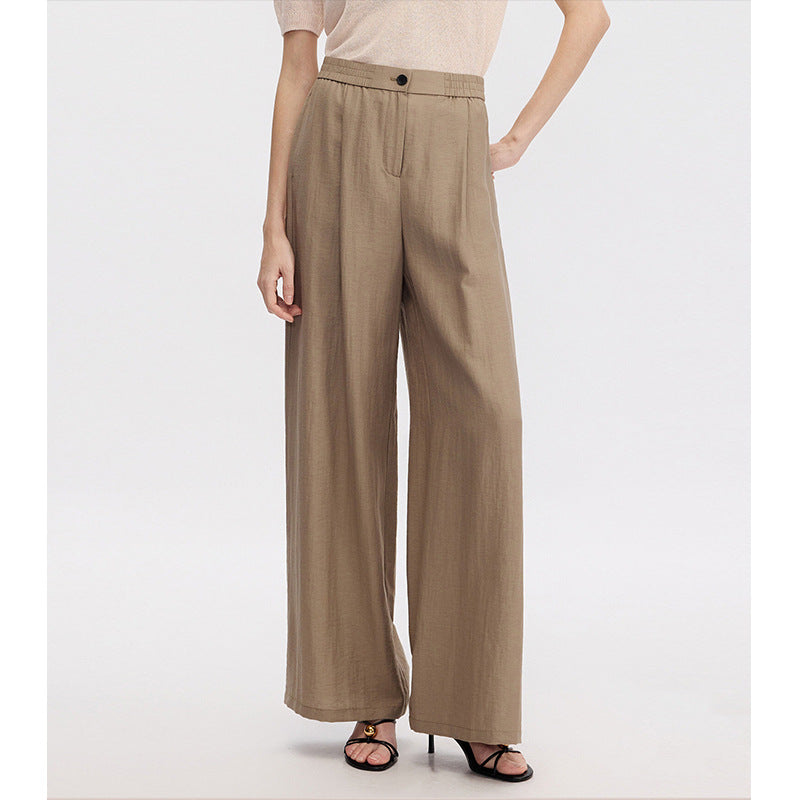 Pantalón largo recto de viscosa con caída fluida