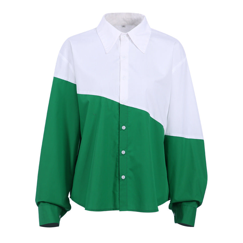 Camisa holgada con paneles en contraste
