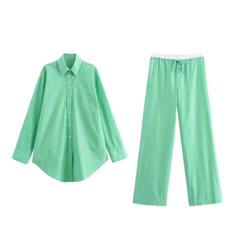 Conjunto de rayas con pantalón ancho