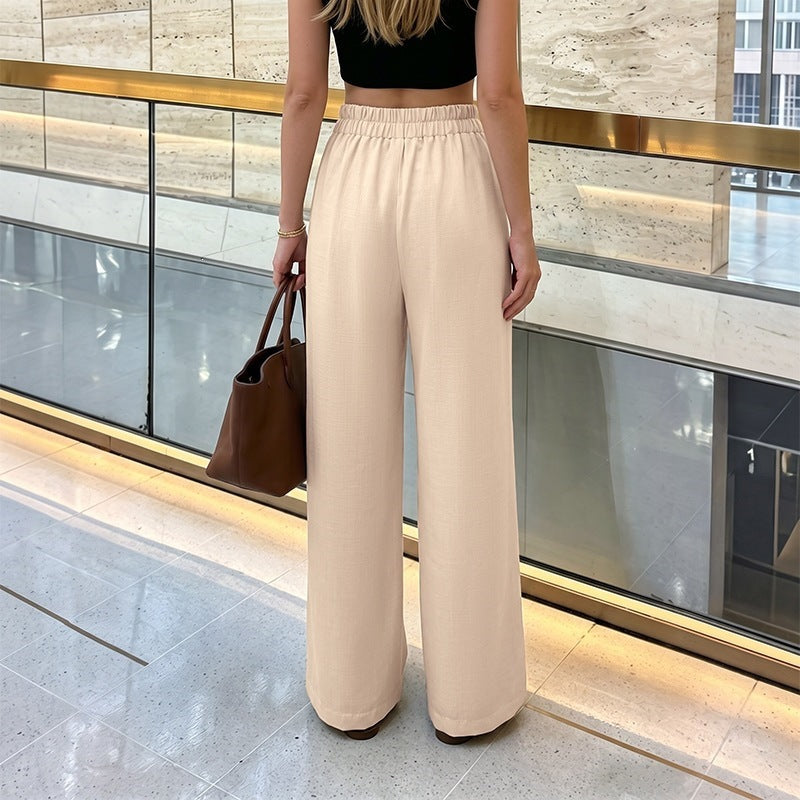 Pantalón recto fluido de tiro alto