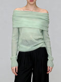 Top de punto de mohair con hombros descubiertos