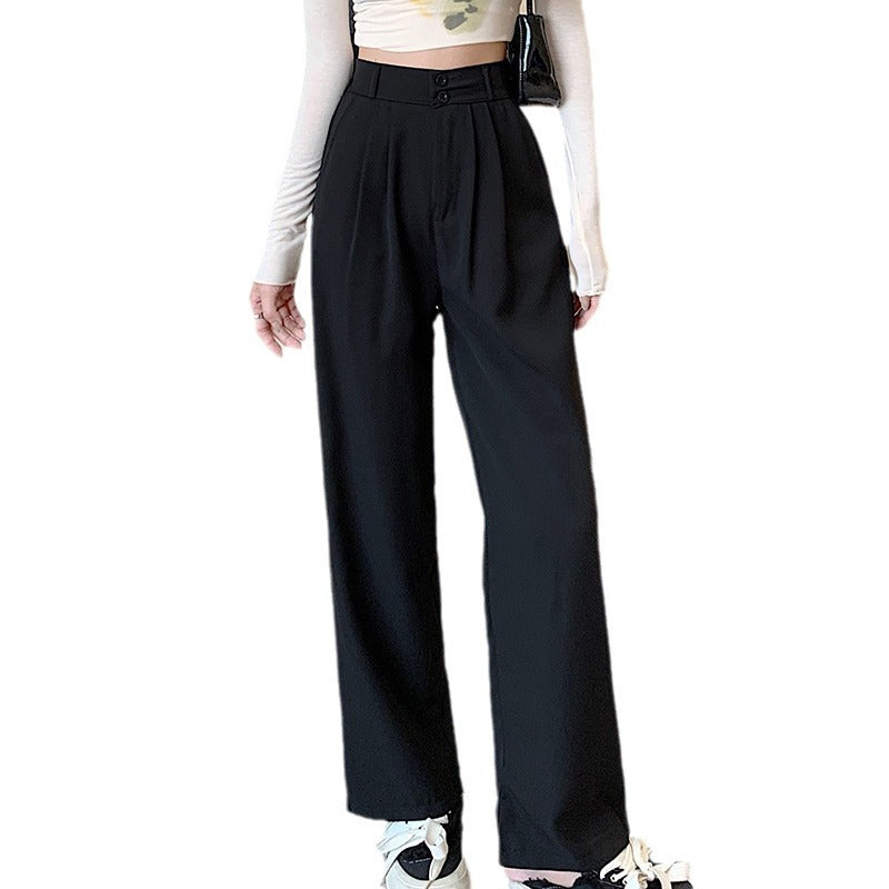 Pantalón de traje de cintura alta y pierna ancha