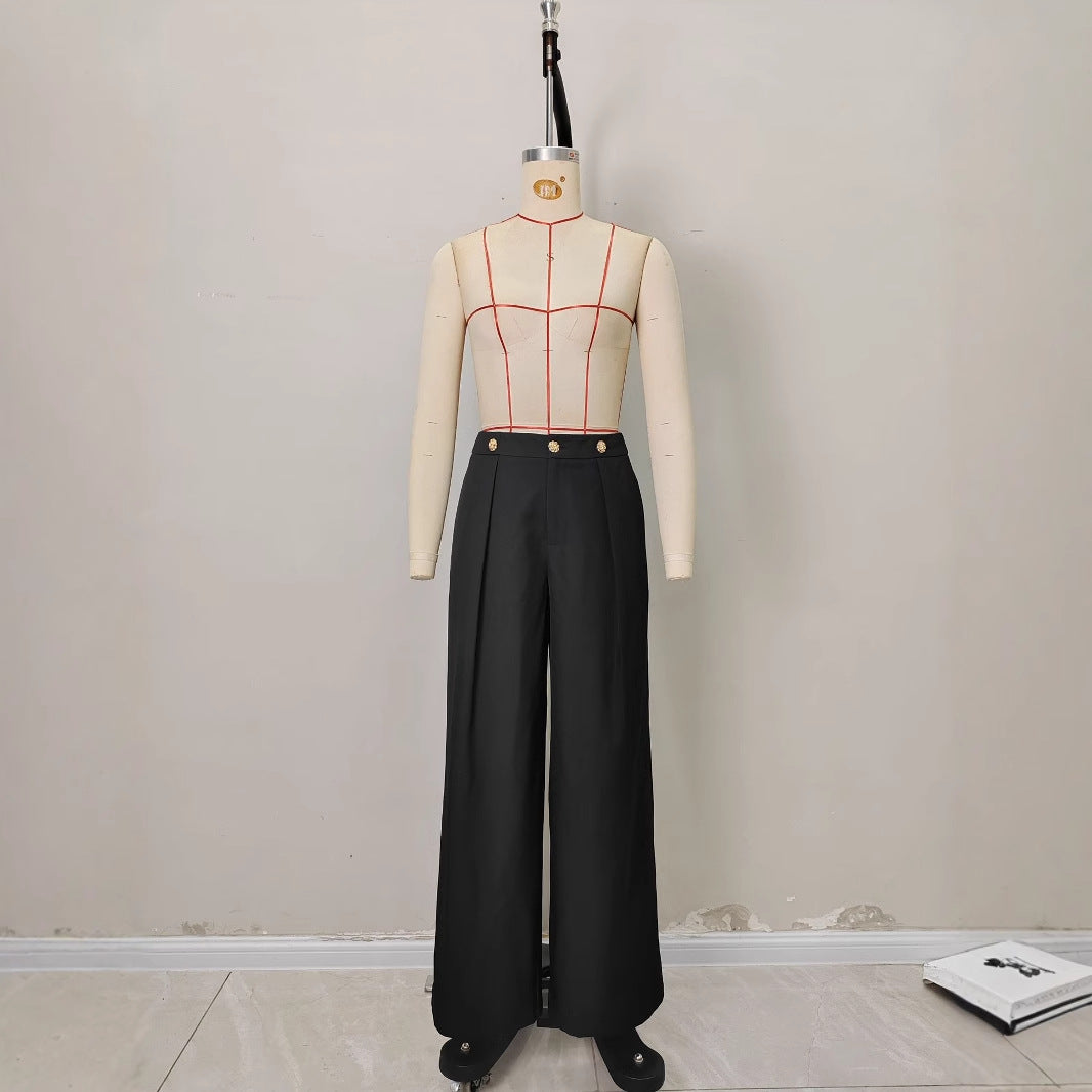 Pantalón recto de tiro alto con cremallera
