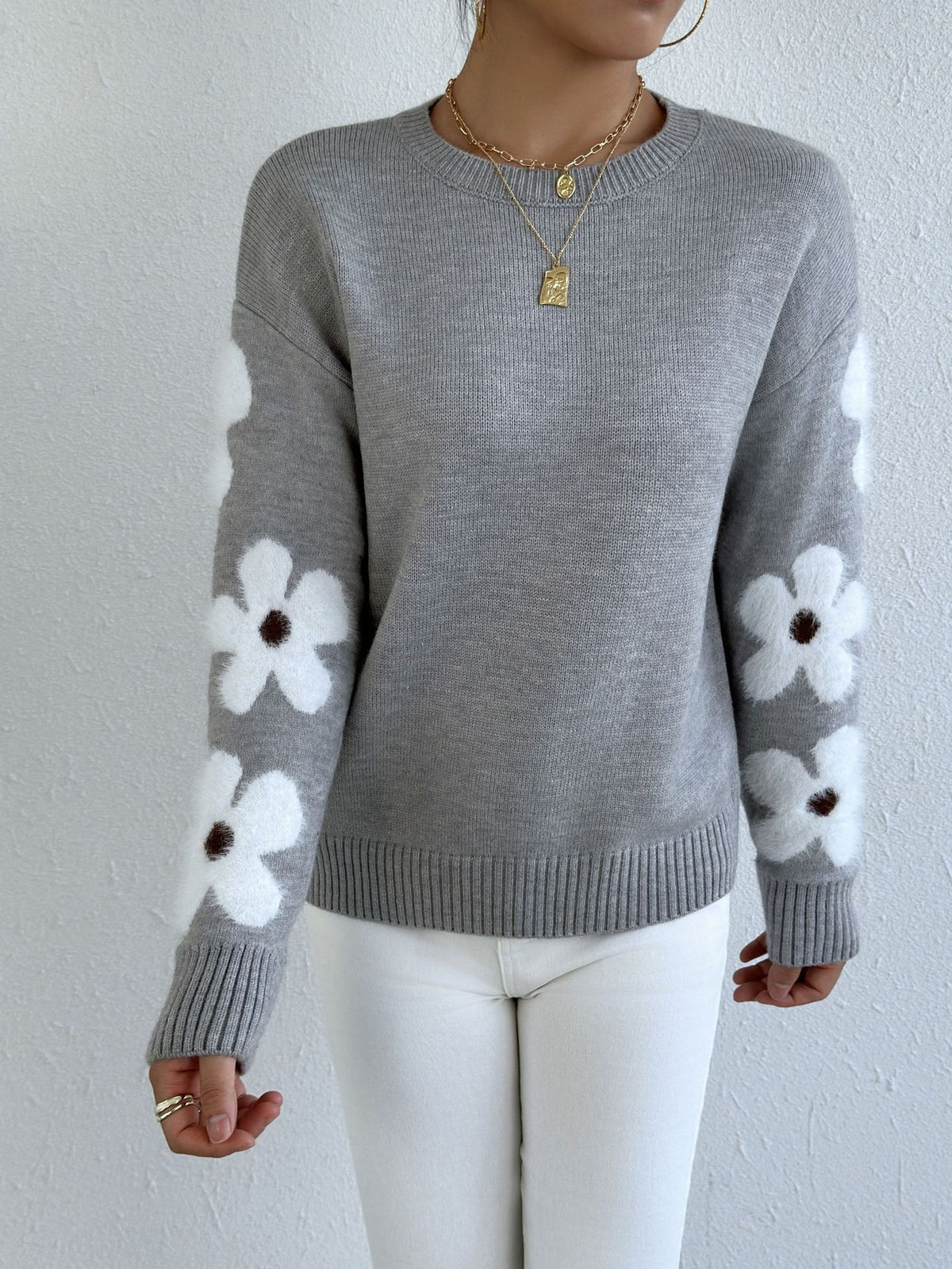 Jersey de punto jacquard de flores
