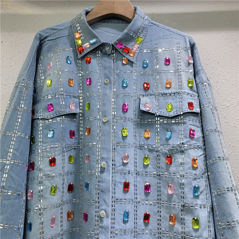 Chaqueta camisera vaquera de manga larga