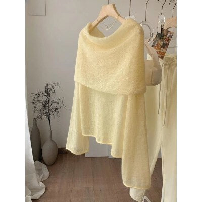 Top de punto de mohair con hombros descubiertos