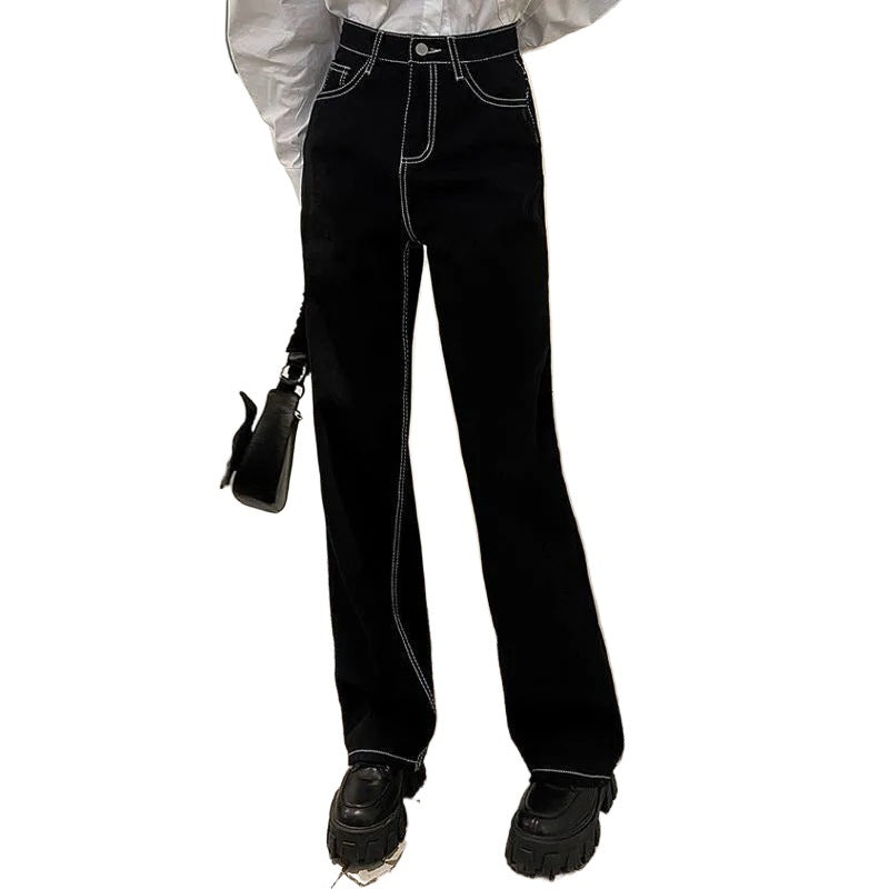 Vaquero negro recto de tiro alto