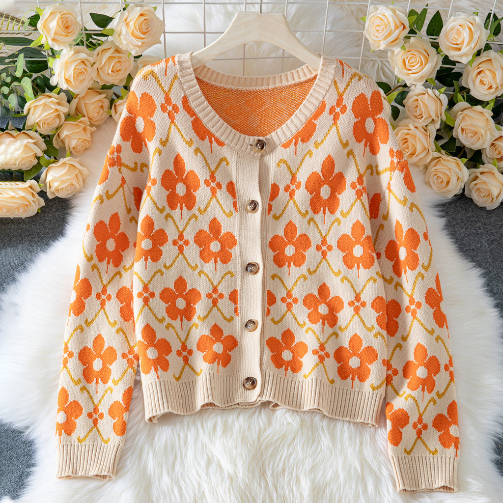 Cárdigan de punto jacquard floral