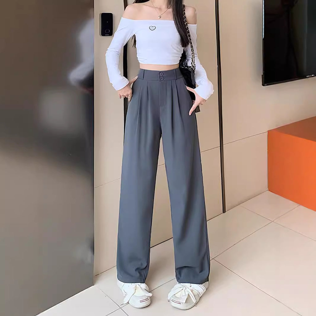 Pantalón de traje de cintura alta y pierna ancha