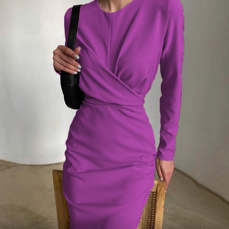 Vestido midi elegante de manga larga y corte evasé
