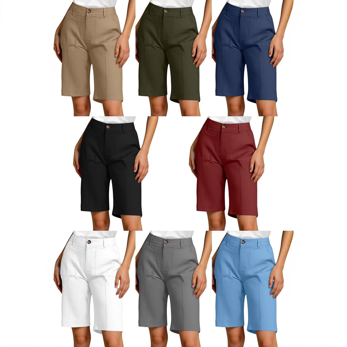 Bermudas elegantes de algodón de corte holgado