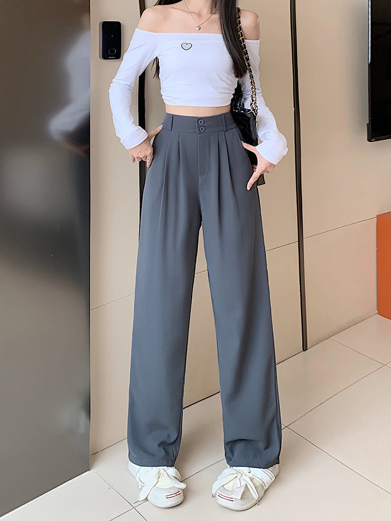 Pantalón de traje de cintura alta y pierna ancha