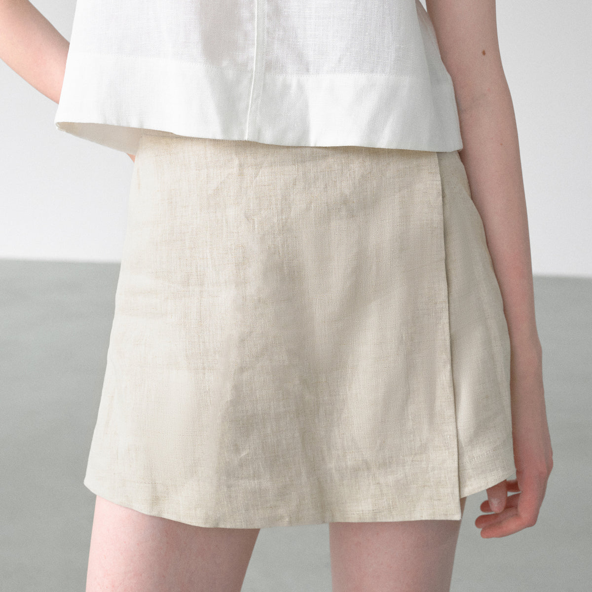 Falda-pantalón de lino con cintura semielástica