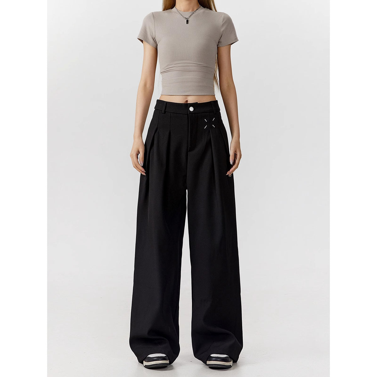 Pantalón de traje ancho y fluido estilo vintage
