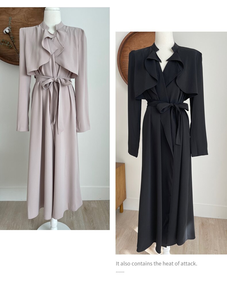 Vestido midi cruzado con volantes y lazada