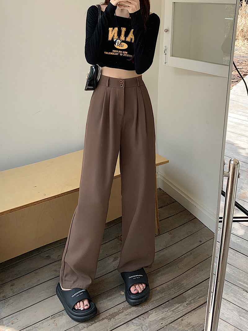 Pantalón de traje de cintura alta y pierna ancha