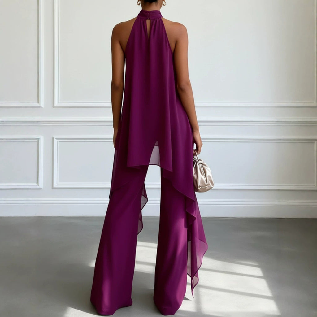 Conjunto de gasa palabra de honor con pantalón largo