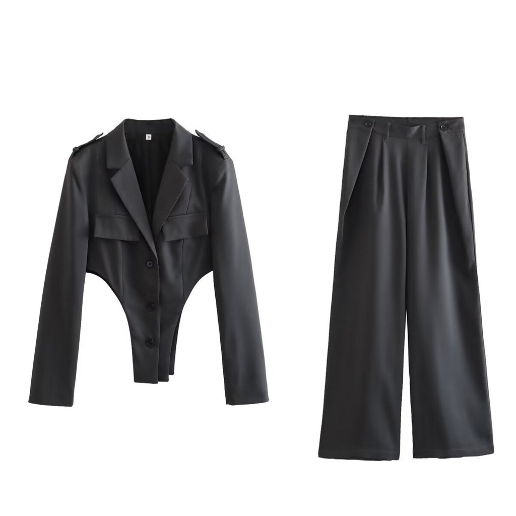 Conjunto de blazer calado y pantalón