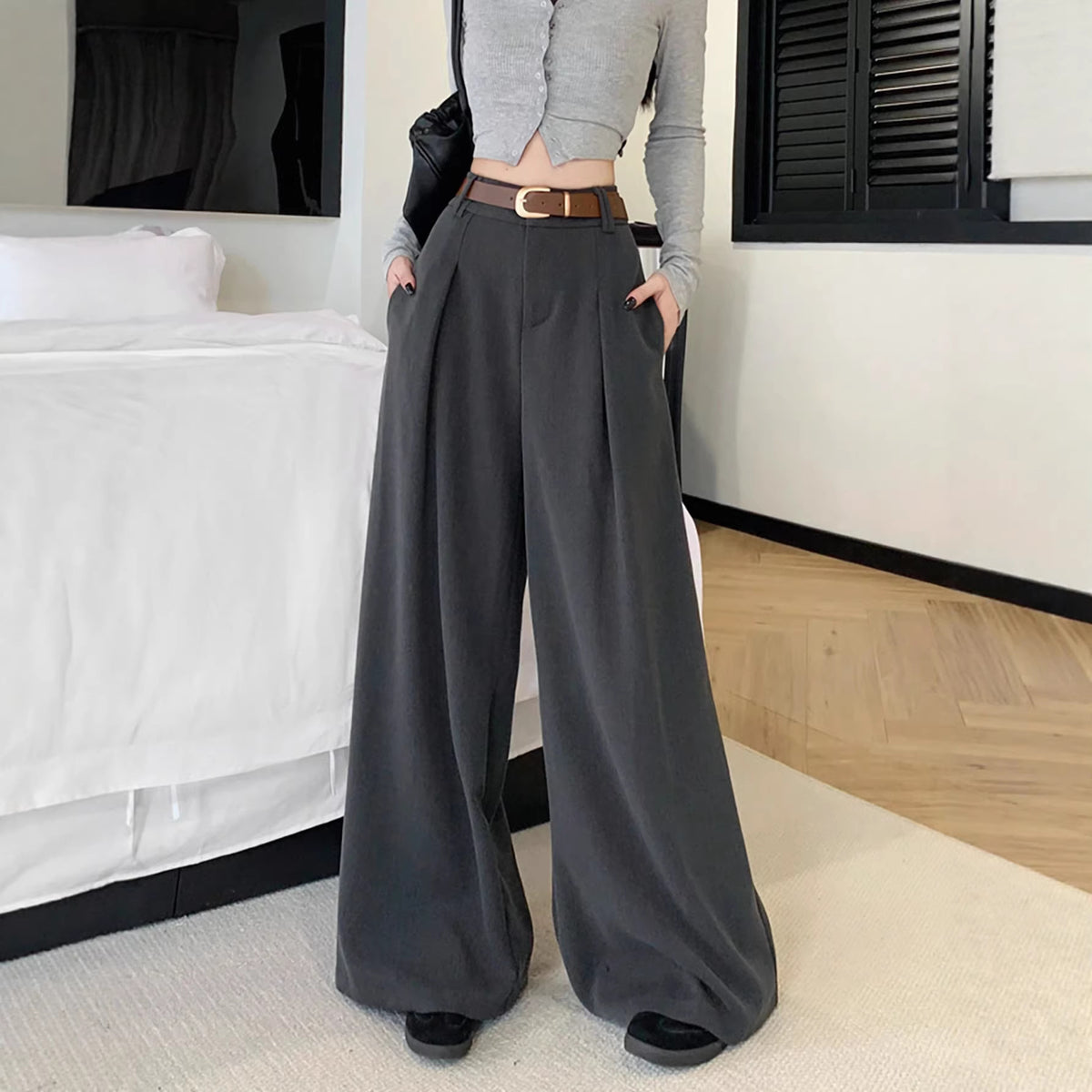 Pantalón recto de tiro alto