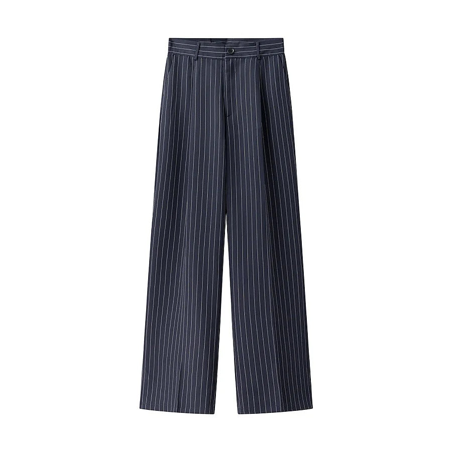 Pantalón de rayas de cintura alta y corte holgado