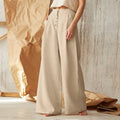 Pantalón ancho de algodón y lino