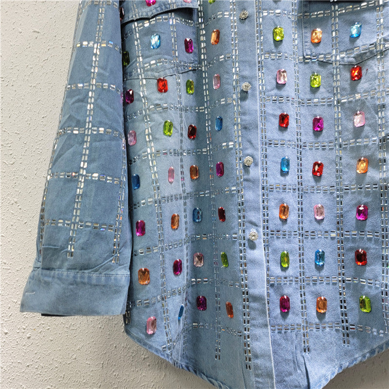 Chaqueta camisera vaquera de manga larga