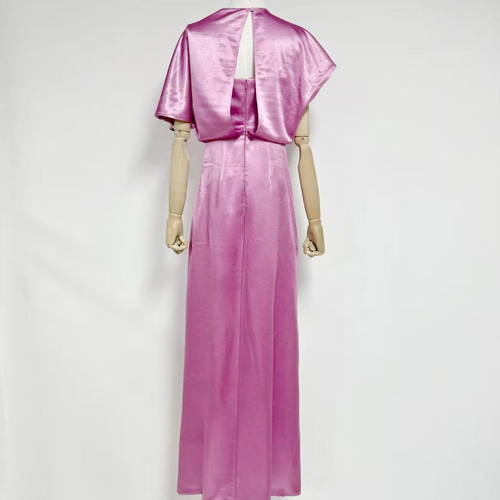 Vestido largo efecto dos piezas con cintura alta