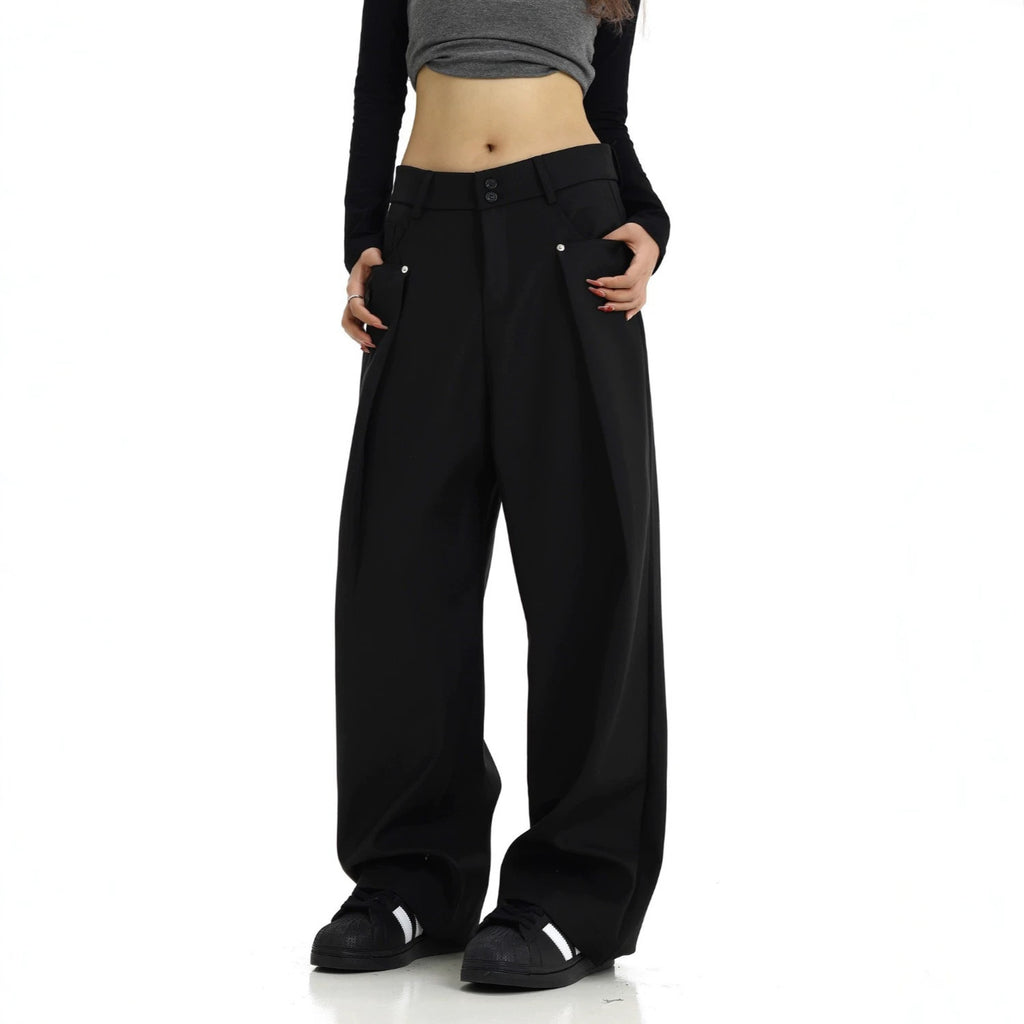 Pantalón plisado unisex de pierna ancha