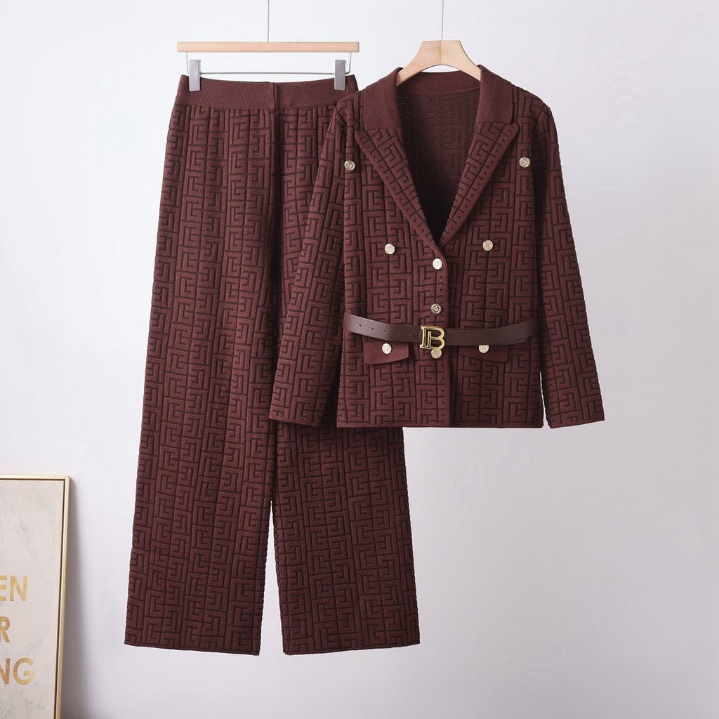 Conjunto de chaqueta de punto y falda lápiz