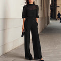 Conjunto elegante de tres piezas con pantalón ancho