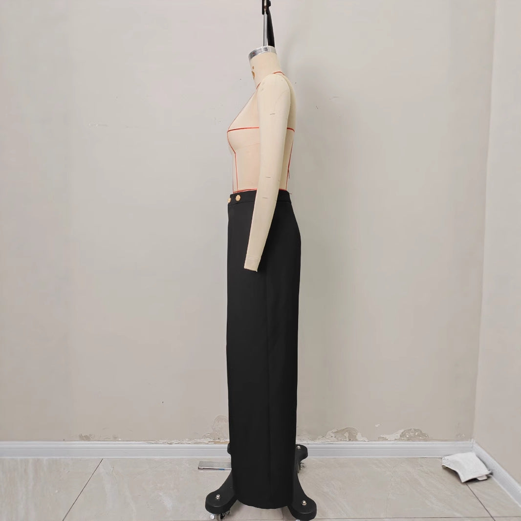 Pantalón recto de tiro alto con cremallera
