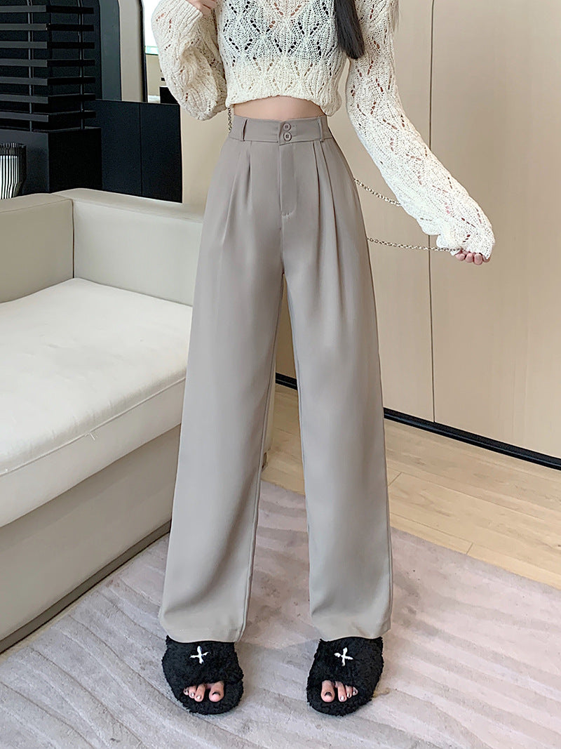 Pantalón de traje de cintura alta y pierna ancha