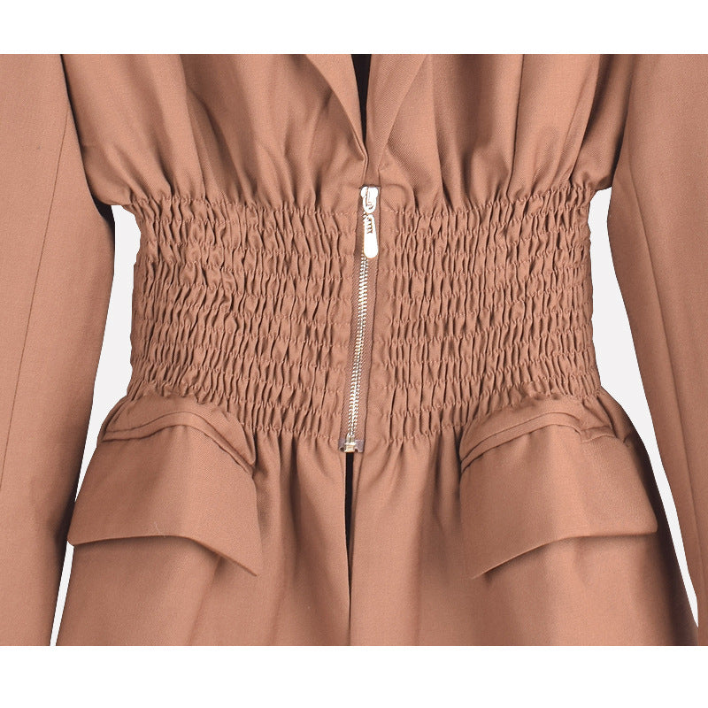 Blazer vintage entallado con plisado y cremallera