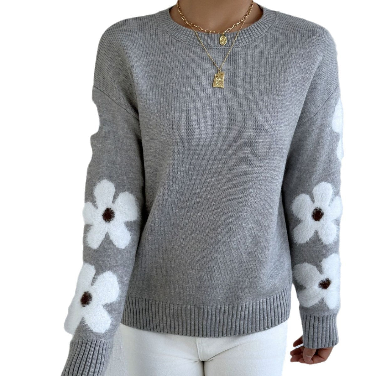 Jersey de punto jacquard de flores