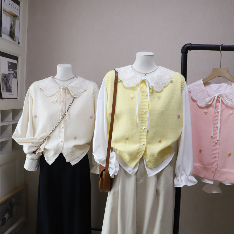 Conjunto de camisa y chaleco de punto