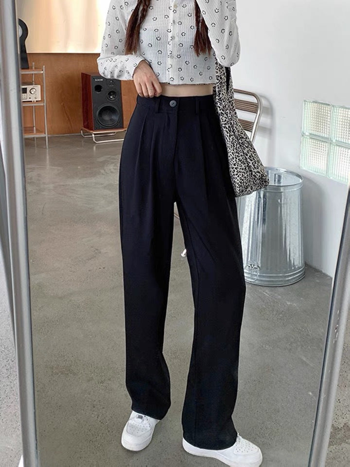 Pantalón de traje de cintura alta y pierna ancha