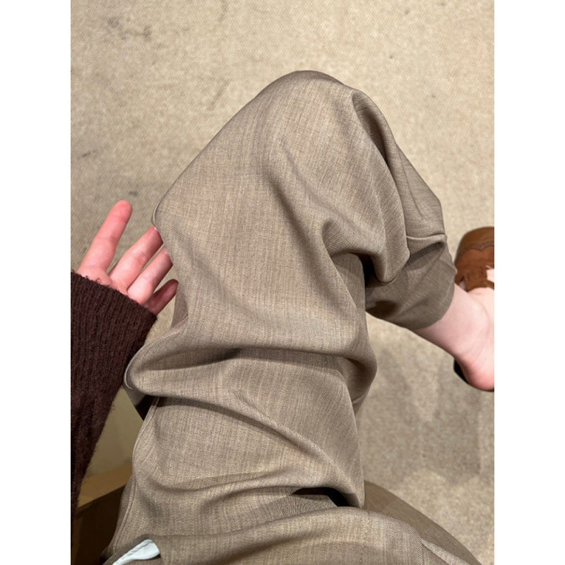 Pantalón de traje caqui de pierna ancha estilo retro